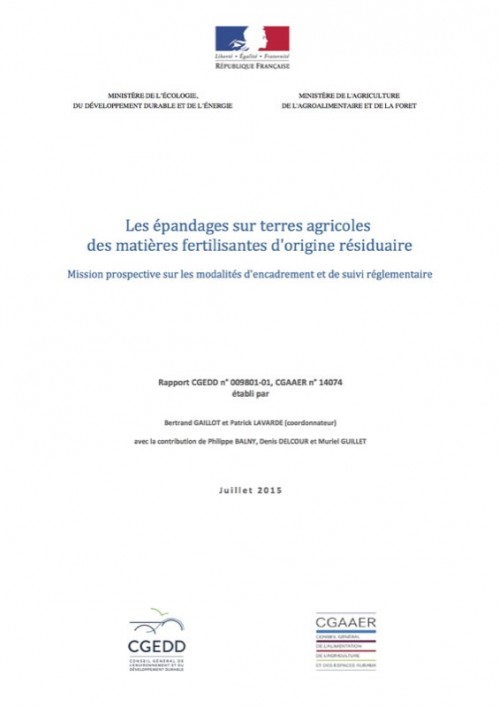 [Publication] Les épandages sur terres agricoles des matières fertilisantes d’origine résiduaire - CGEDD