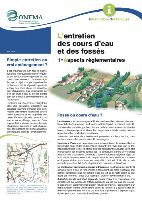 [Publication] L'entretien des cours d'eau et des fossés : Aspects réglementaires et lien avec les inondations - Onema