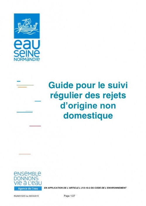 [Publication] Guide pour le suivi régulier des rejets d'origine non domestique - Agence de l'eau Seine-Normandie