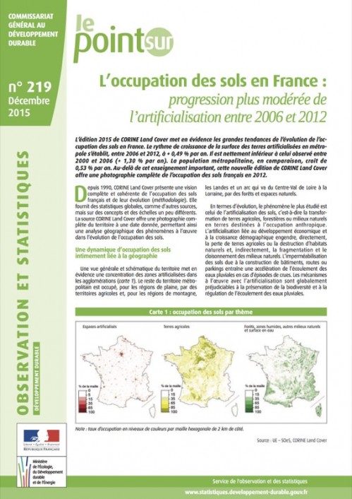 [Publication] L’occupation des sols en France : progression plus modérée de l’artificialisation entre 2006 et 2012