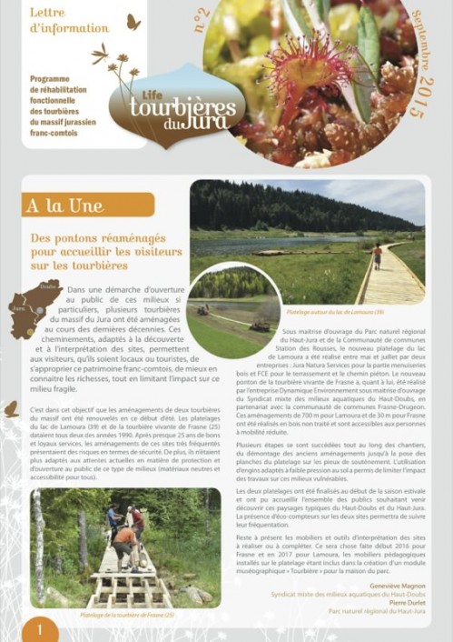 [Publication] Lettre d'information Life tourbières du Jura