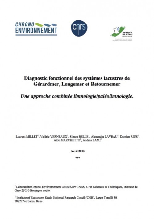 [Publication] Diagnostic fonctionnel des systèmes lacustres de Gérardmer, Longemer et Retournemer. Une approche combinée limnologie/paléolimnologie