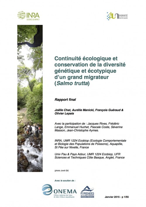 [Publication] Continuité écologique et conservation de la diversité génétique et écotypique d'un grand migrateur (Salmo trutta) : Rapport final