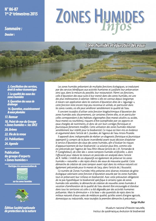 [Publication] Zones Humides Infos n°86-87 - Zones humides et épuration des eaux