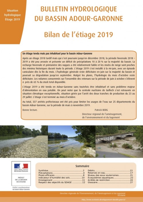 [Publication] Bilan de l'étiage 2019 - Agence de l'eau Adour-Garonne