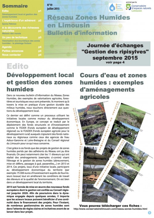 [Publication] Bulletin d'information Réseau Zones Humides en Limousin