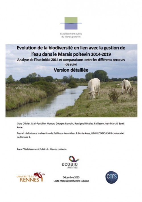 [Publication] Rapport d'analyses 2015 - Suivi de la biodiversité en lien avec la gestion de l’eau - EP Marais Poitevin