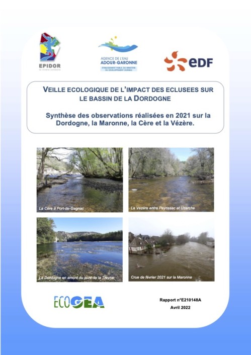 [Publication] Veille écologique de l'impact des éclusées sur le bassin de la Dordogne : Synthèse des observations réalisées en 2021 sur la Dordogne, la Maronne, la Cère et la Vézère.