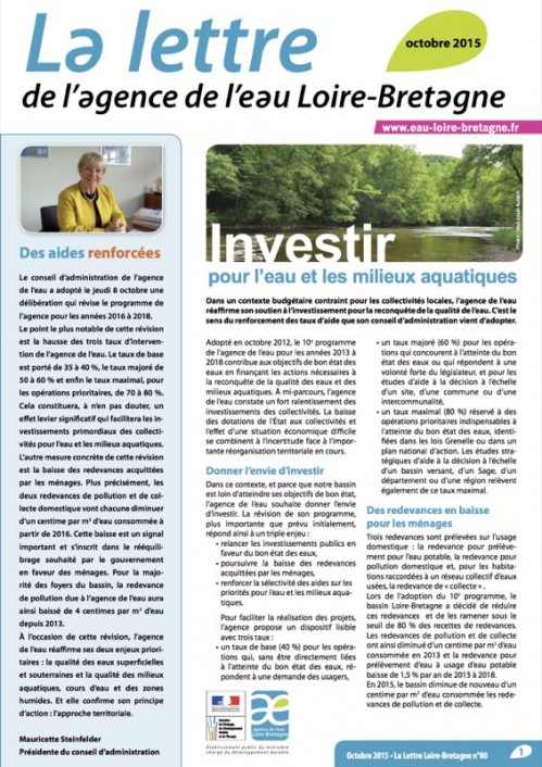 [Publication] La lettre de l'agence de l'eau Loire-Bretagne