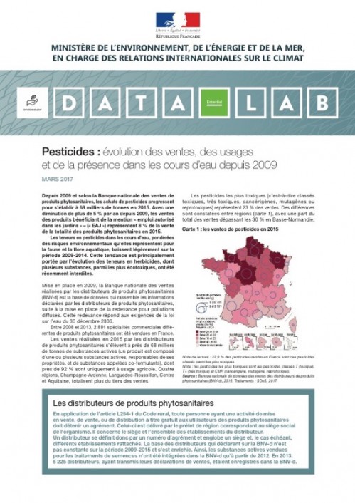 [Publication] Pesticides : évolution des ventes, des usages et de la présence dans les cours d'eau depuis 2009
