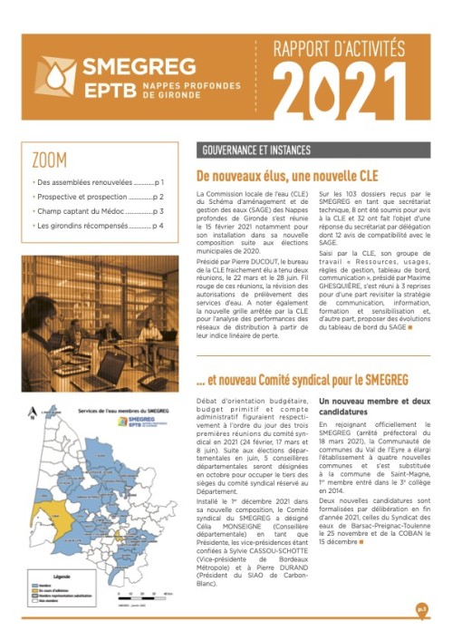 [Publication] Rapport d’activité 2021 du SMEGREG et de la CLE du SAGE Nappes profondes de Gironde