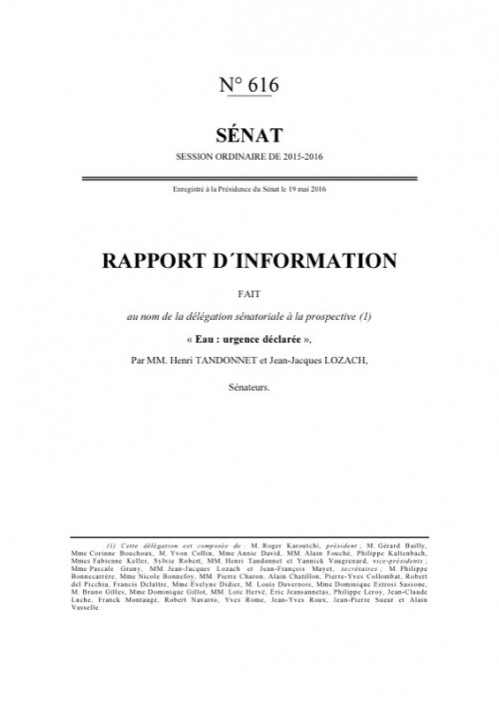 [Publication] Rapport d'information - Eau : urgence déclarée - Sénat
