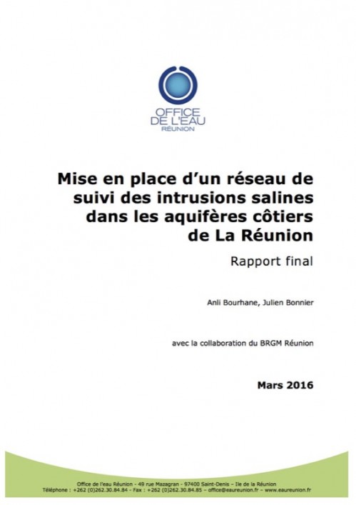 [Publication] Mise en place d’un réseau de suivi des intrusions salines dans les aquifères côtiers de La Réunion - Office de l'eau de la Réunion