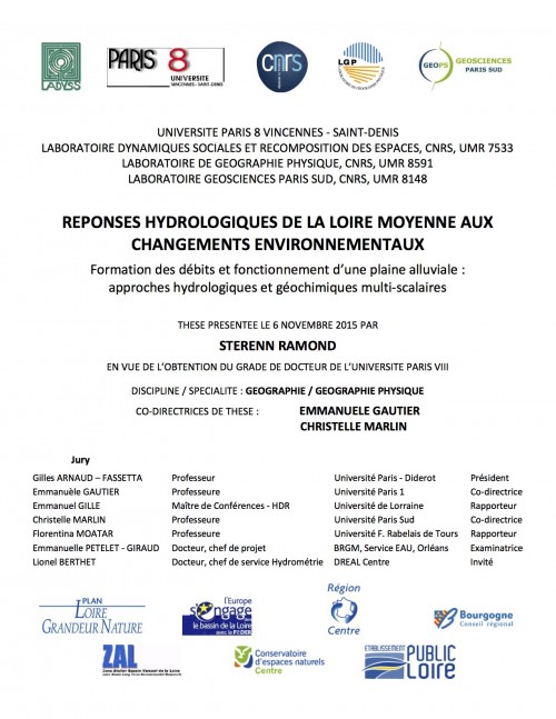 [Publication] Thèse : Réponses hydrologiques de la Loire moyenne aux changements environnementaux