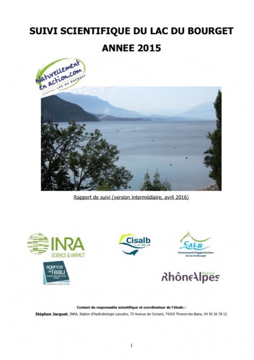 [Publication] Suivi scientifique du lac du Bourget, année 2015 - CISALB