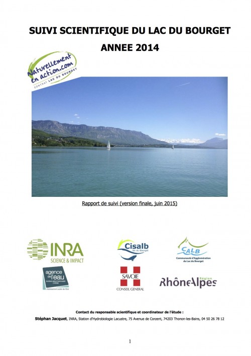 [Publication] Suivi scientifique du lac du Bourget, année 2014 - CISALB
