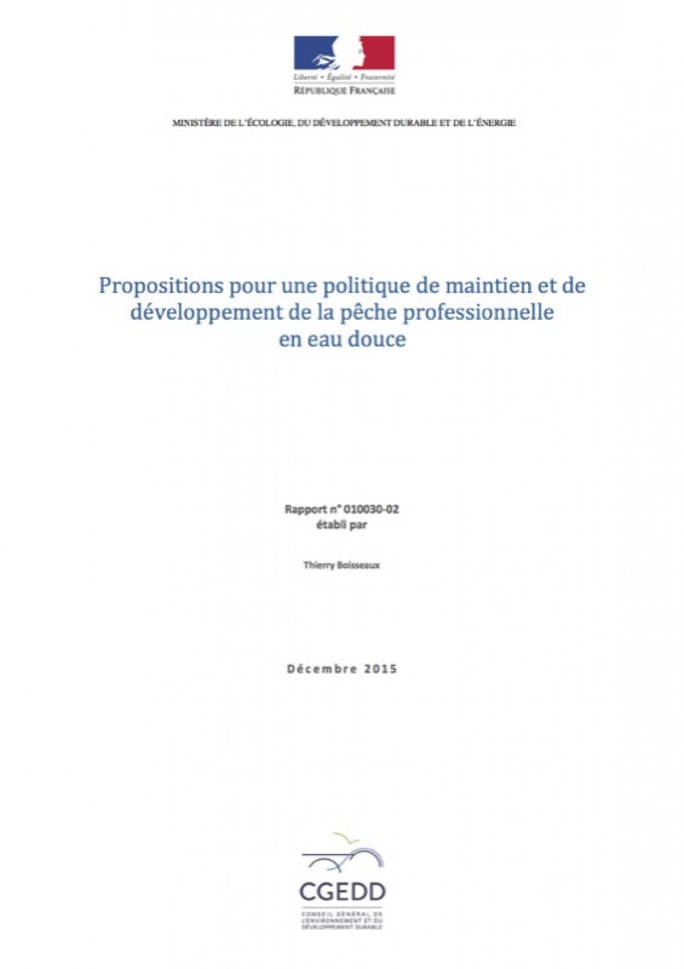 [Publication] Propositions pour une politique de maintien et de développement de la pêche professionnelle en eau douce - CGEDD