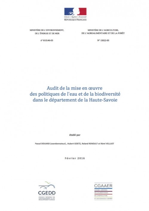 [Publication] Audit de la mise en oeuvre des politiques de l’eau et de la biodiversité dans le département de la Haute-Savoie - CGEDD