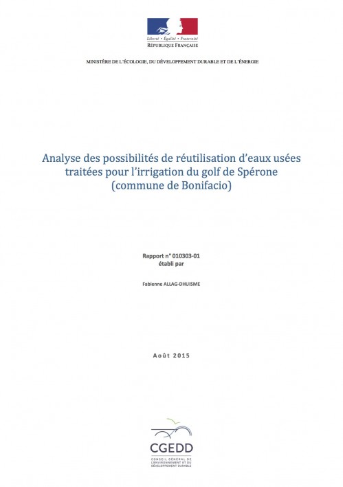 [Publication] Corse - Analyse des possibilités de réutilisation d’eaux usées traitées pour l’irrigation du golf de Spérone - CGEDD