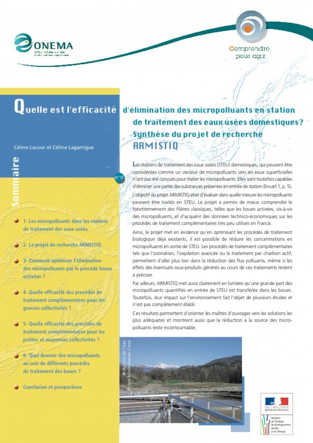 [Publication] Quelle est l'efficacité d'élimination des micropolluants en station de traitement des eaux usées domestiques ? Synthèse du projet de recherche ARMISTIQ