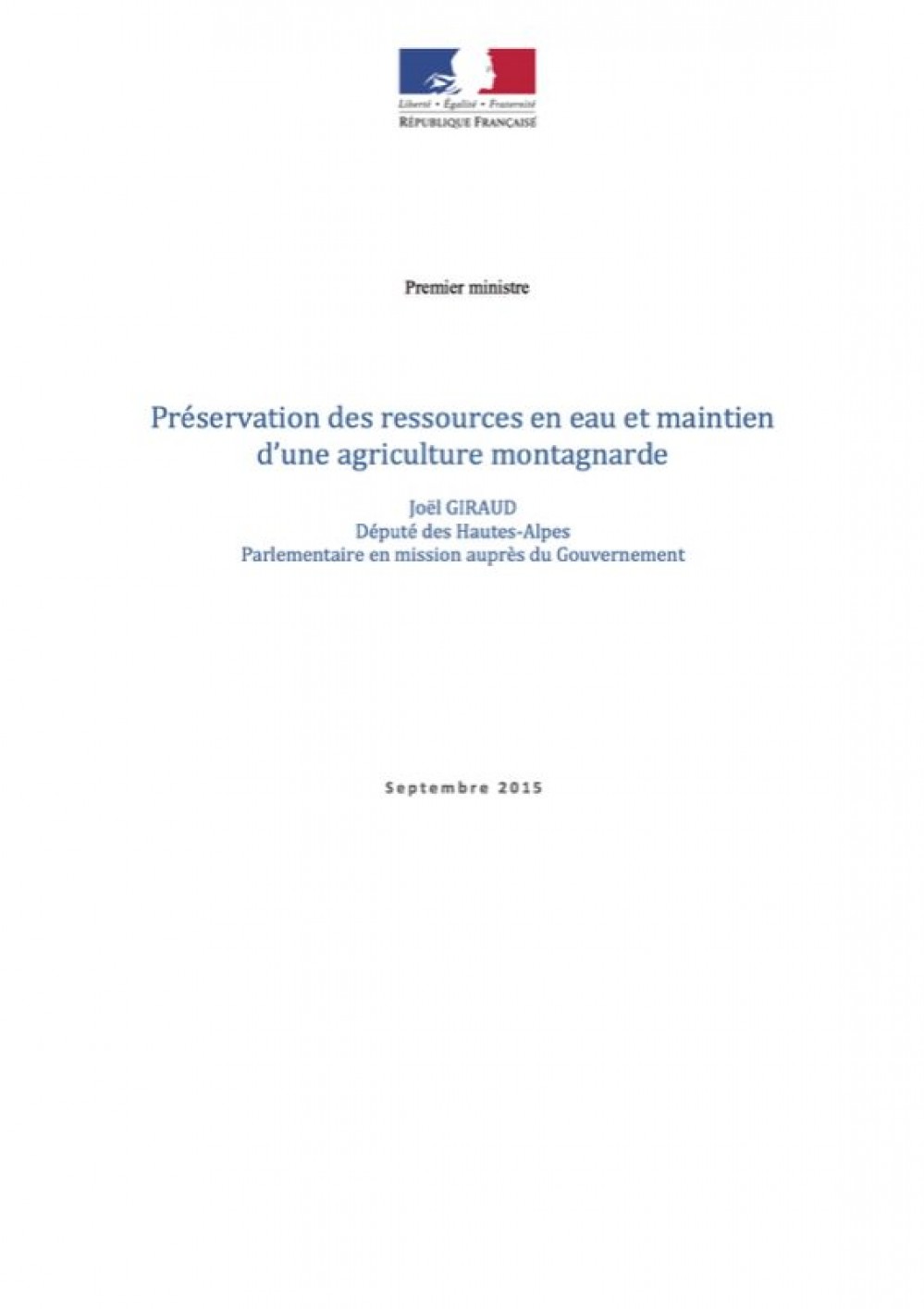 [Publication] Préservation des ressources en eau et maintien d'une agriculture montagnarde