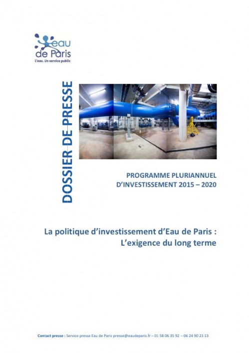 [Publication] Eau de Paris : Programme pluriannuel d'investissement 2015-2020