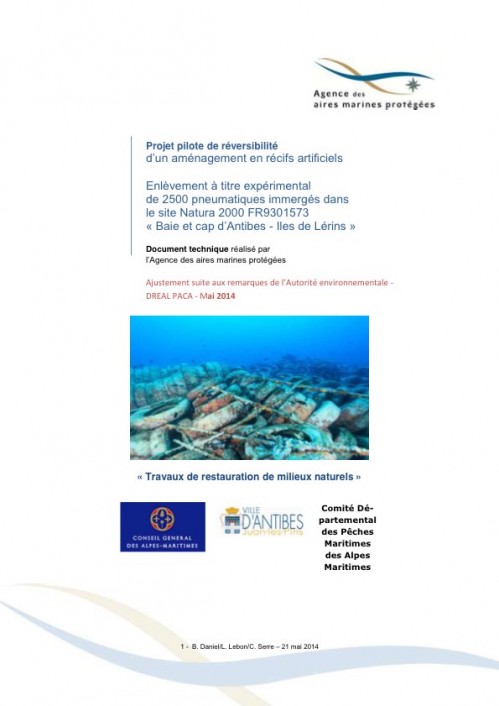 [Publication] Projet pilote de réversibilité d'un aménagement en récifs artificiels - Agence des aires marines protégées