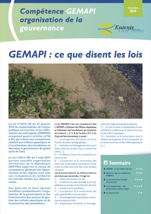 [Publication] GEMAPI : ce que disent les lois - Entente Oise-Aisne