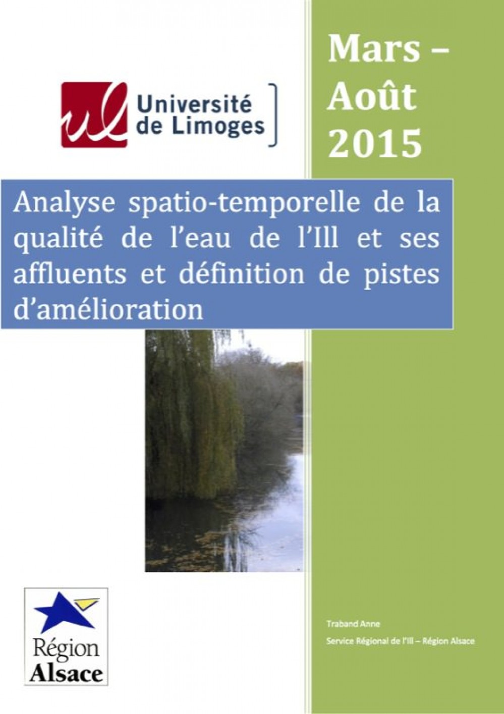 [Publication] Analyse spatio-temporelle de la qualité de l'Ill et ses affluents et définition de pistes d'amélioration