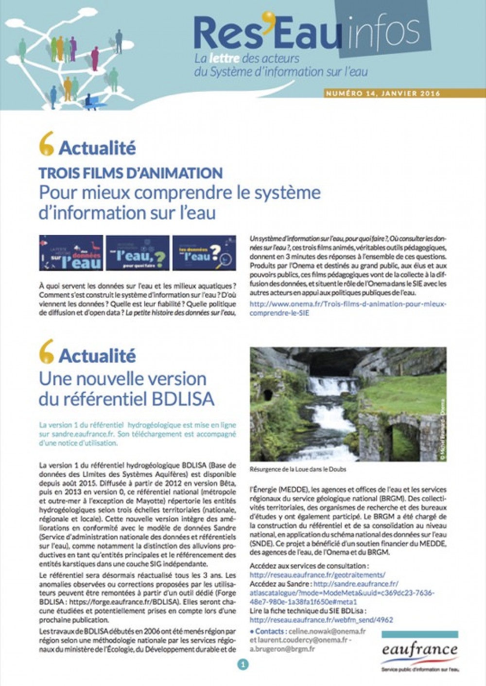 [Publication] Res'Eau infos, la lettre des acteurs du SIE - Onema