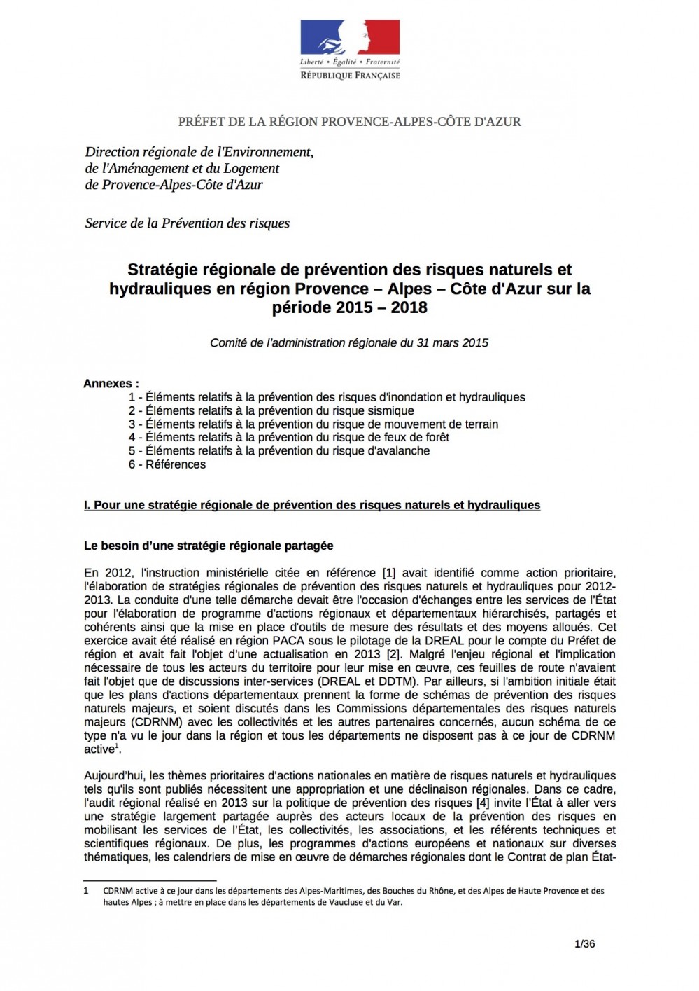 [Publication] Stratégie de prévention des risques en région PACA - Internet DREAL PACA