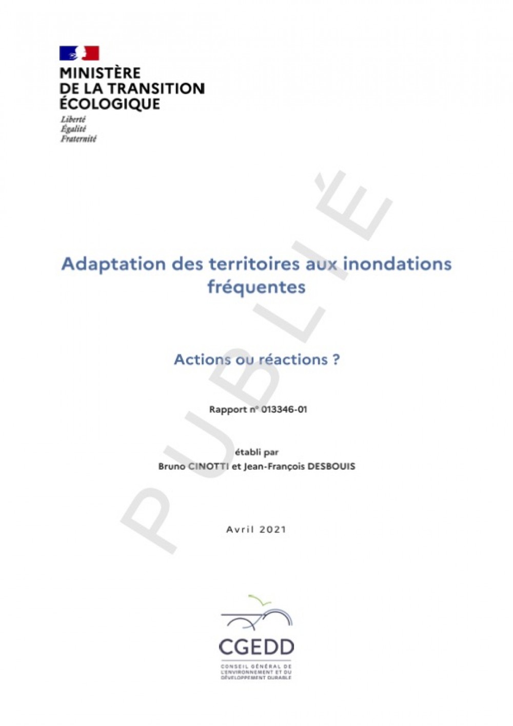 [Publication] Adaptation des territoires aux inondations fréquentes - Actions ou réactions ? - CGEDD