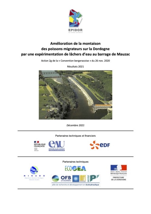 [Publication] Amélioration de la montaison des poissons migrateurs sur la Dordogne par une expérimentation de lâchers d’eau au barrage de Mauzac - Résultats 2021