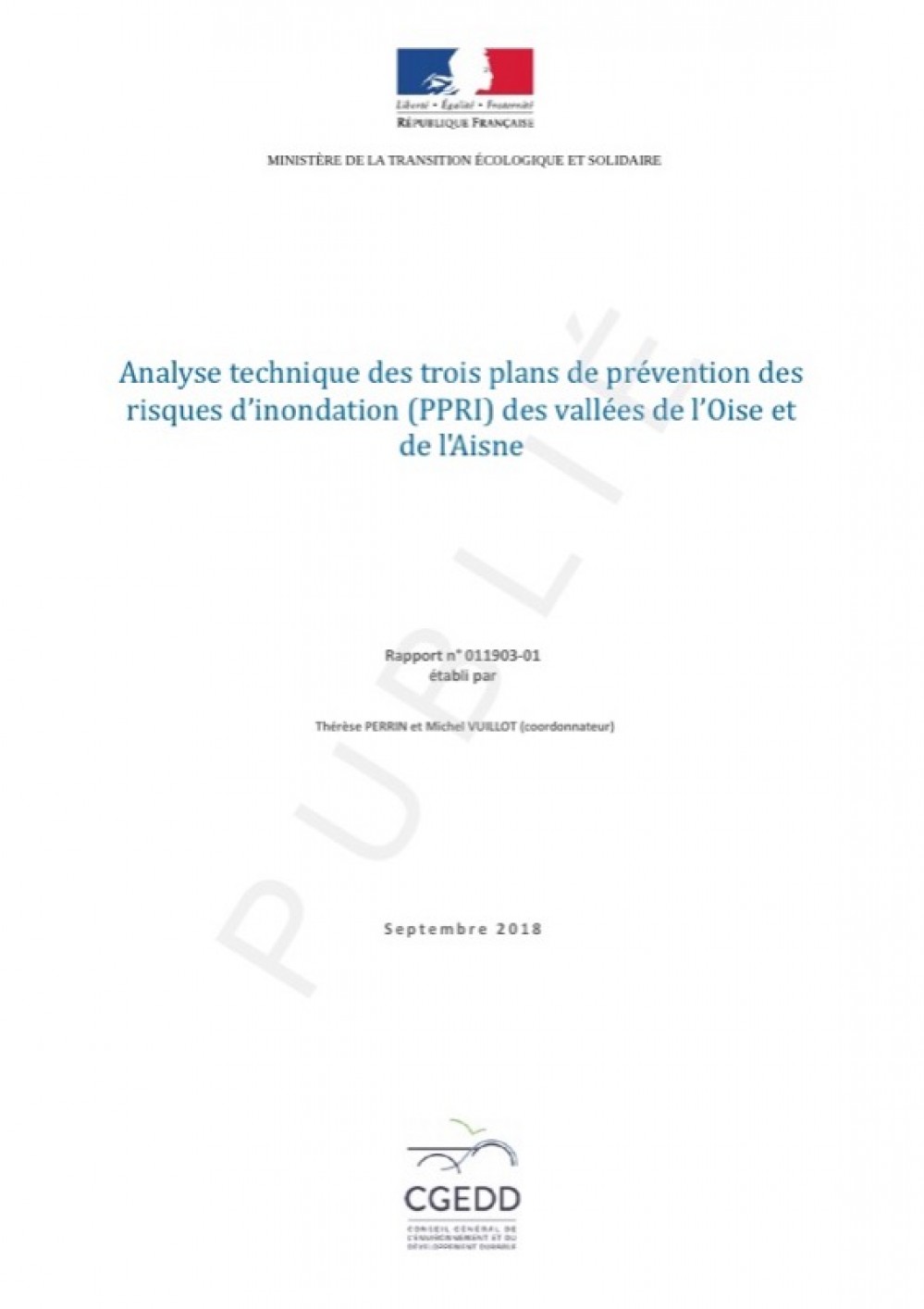 [Publication] Analyse technique des trois plans de prévention des risques d’inondation (PPRI) des vallées de l’Oise et de l'Aisne - CGEDD