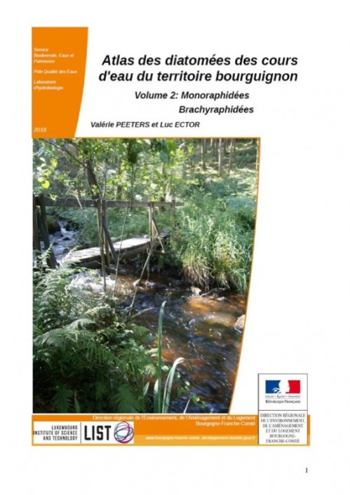 [Publication] Atlas des diatomées des cours d'eau du territoire bourguignon - Volume 2 : monoraphidées, brachyraphidées - DREAL Bourgogne-Franche-Comté