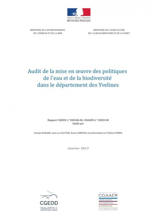 [Publication] Audit de la mise en oeuvre des politiques de l'eau et de la biodiversité dans le département des Yvelines - CGEDD