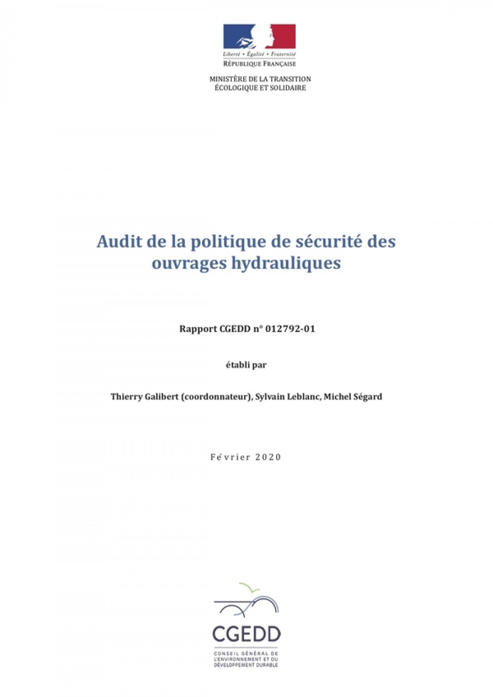 [Publication] Audit de la politique de sécurité des ouvrages hydrauliques - CGEDD