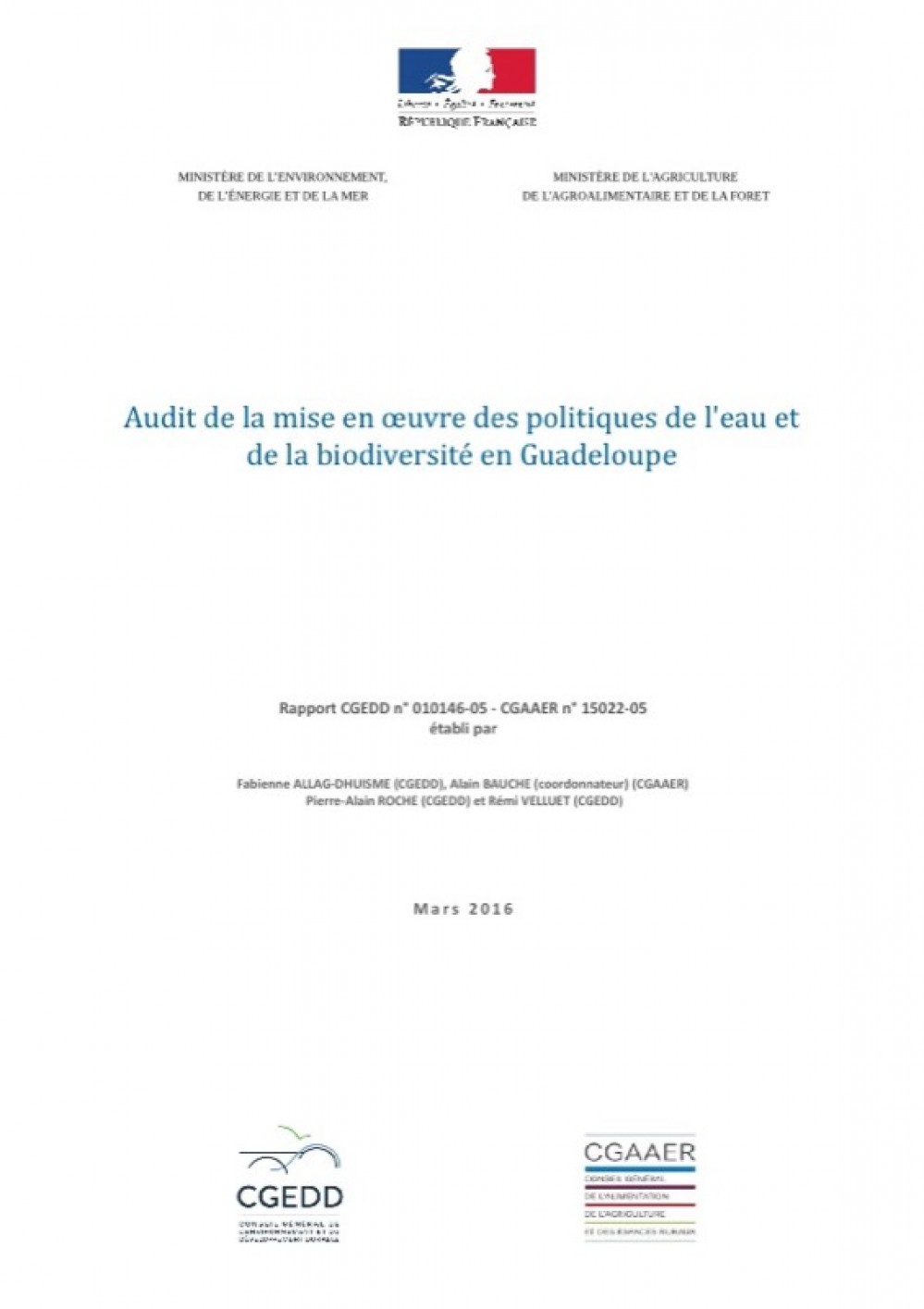 [Publication] Audit de la mise en oeuvre des politiques de l’eau et de la biodiversité en Guadeloupe - CGEDD