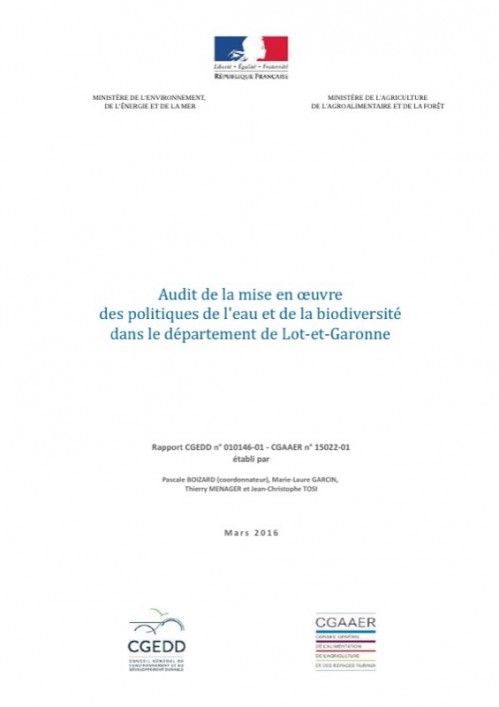 [Publication] Audit de la mise en œuvre des politiques de l’eau et de la biodiversité dans le département de Lot-et-Garonne - CGEDD