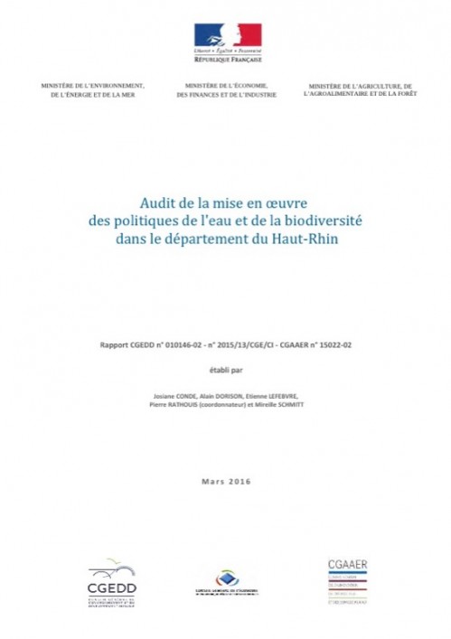 [Publication] Audit de la mise en œuvre des politiques de l’eau et de la biodiversité dans le département du Haut-Rhin - CGEDD
