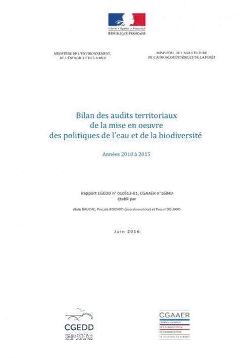 [Publication] Bilan des audits territoriaux de la mise en œuvre des politiques de l’eau et de la biodiversité - Années 2010 à 2015 - CGEDD