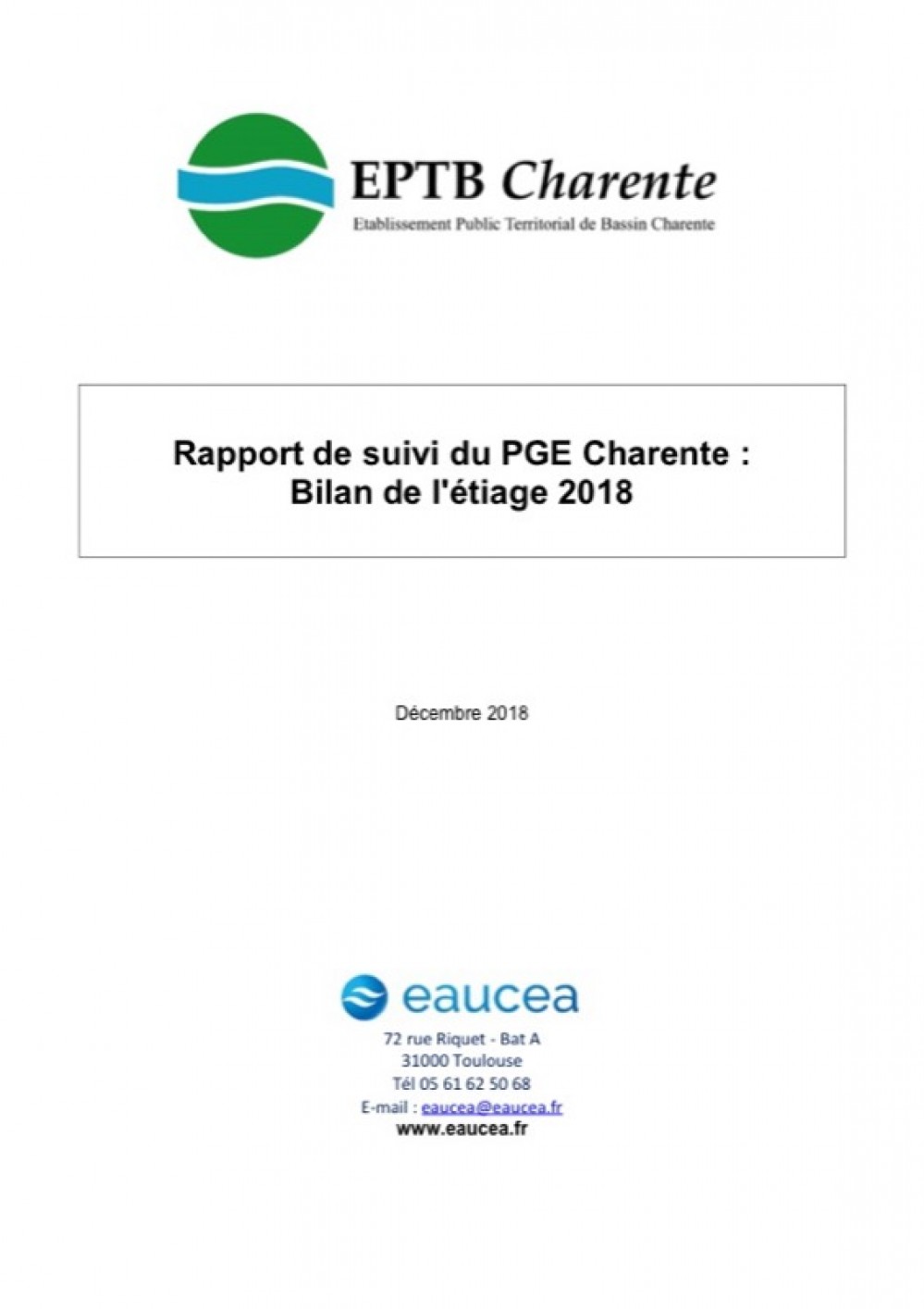 [Publication] Bilan de l’étiage 2018 - EPTB Charente