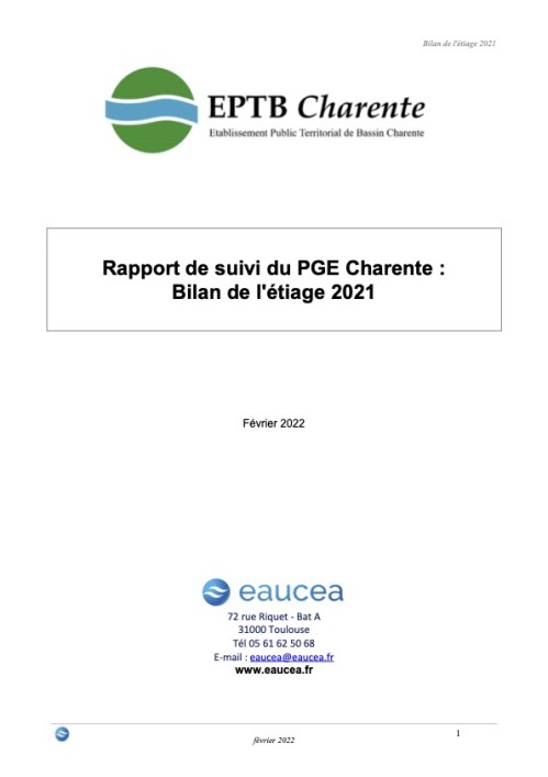 [Publication] Bilan de l’étiage 2021 et situation début 2022 - EPTB Charente