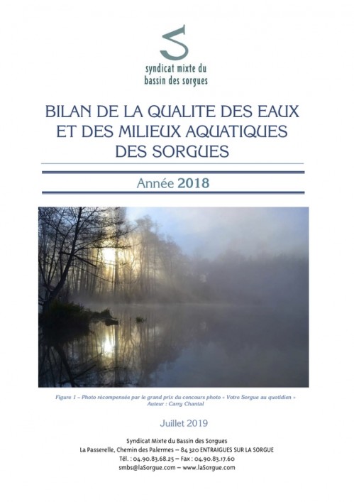 [Publication] Bilan du Suivi de la qualité des eaux et des milieux aquatiques des Sorgues - Année 2018