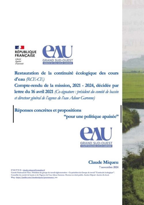 [Publication] Adour-Garonne - Restauration de la continuité écologique des cours d’eau (RCE-CE) : compte-rendu de la mission, 2021 - 2024