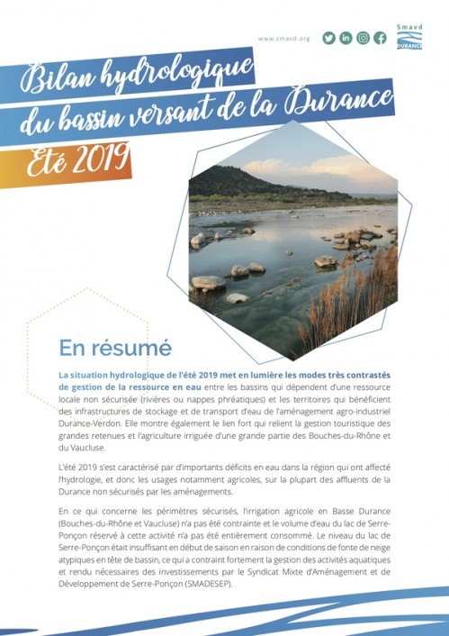 [Publication] Bulletin hydrologique de la Durance - Été 2019