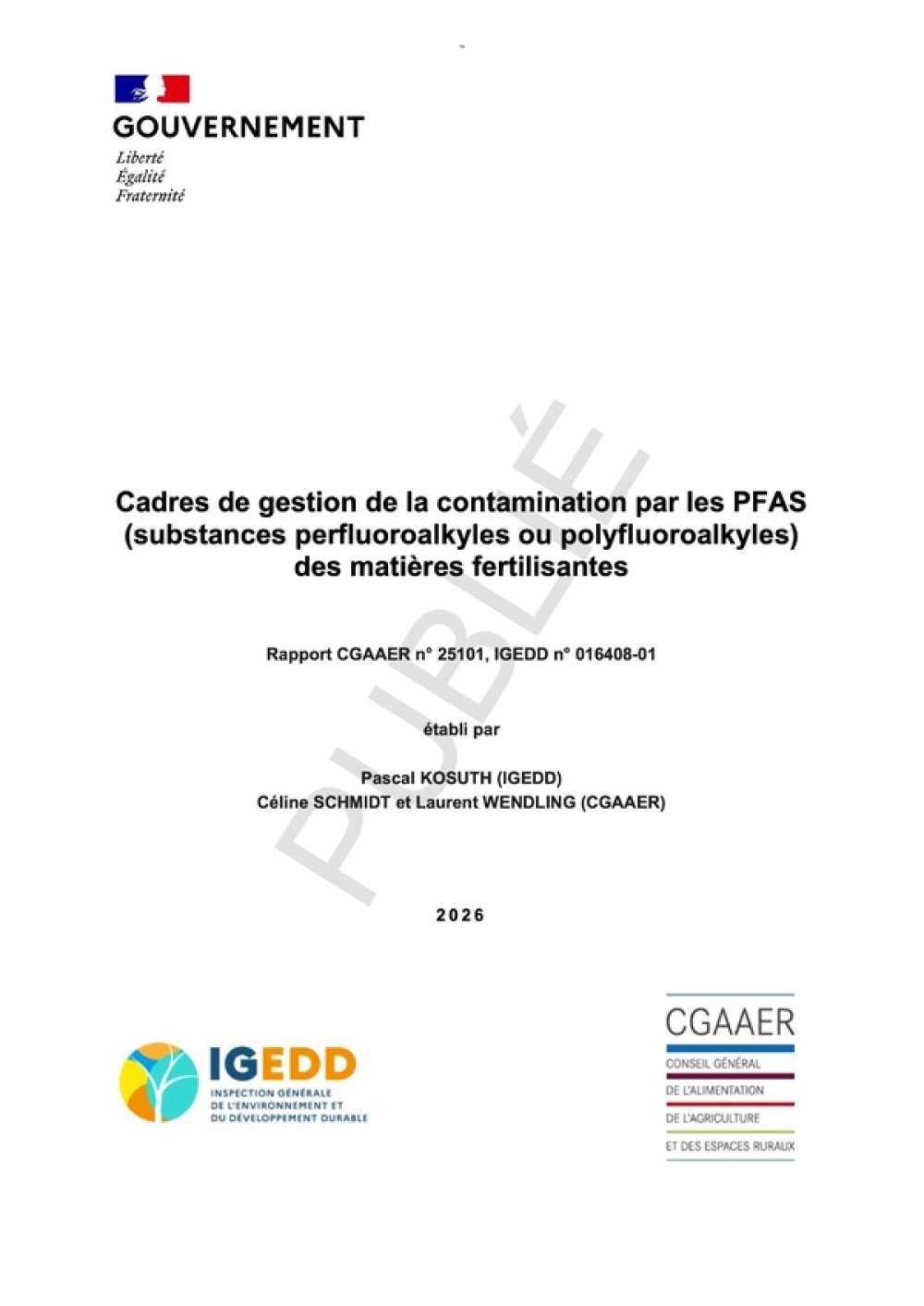 [Publication] Cadres de gestion de la contamination par les PFAS (substances perfluoroalkyles ou polyfluoroalkyles) des matières fertilisantes