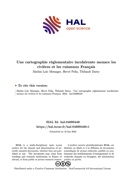 [Publication] Une cartographie réglementaire incohérente menace les rivières et les ruisseaux Français