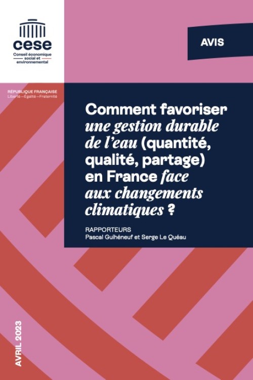 [Publication] Comment favoriser une gestion durable de l’eau (quantité, qualité, partage) en France face aux changements climatiques ? - CESE