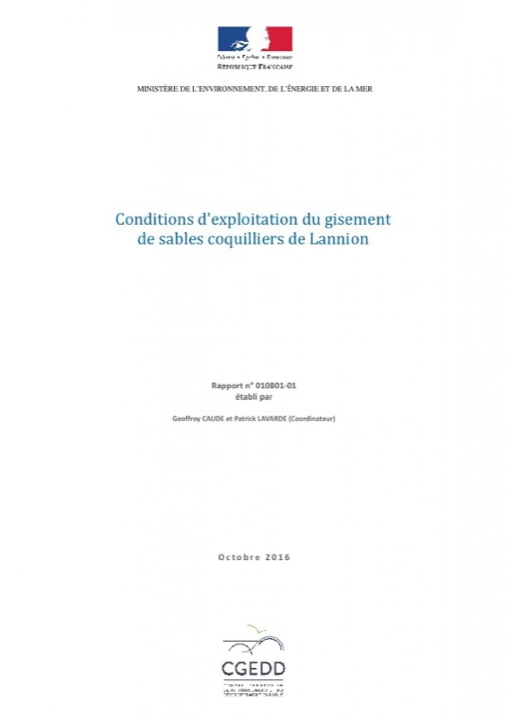 [Publication] Conditions d'exploitation du gisement de sables coquilliers de Lannion - CGEDD